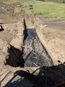 French Drain trench excavation and lining